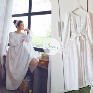 1950s Linen Dress Princess Dress Women Vintage Linen Dress With Pockets Elegant Linen Dress Wedding Dress Personalized Gifts For Her