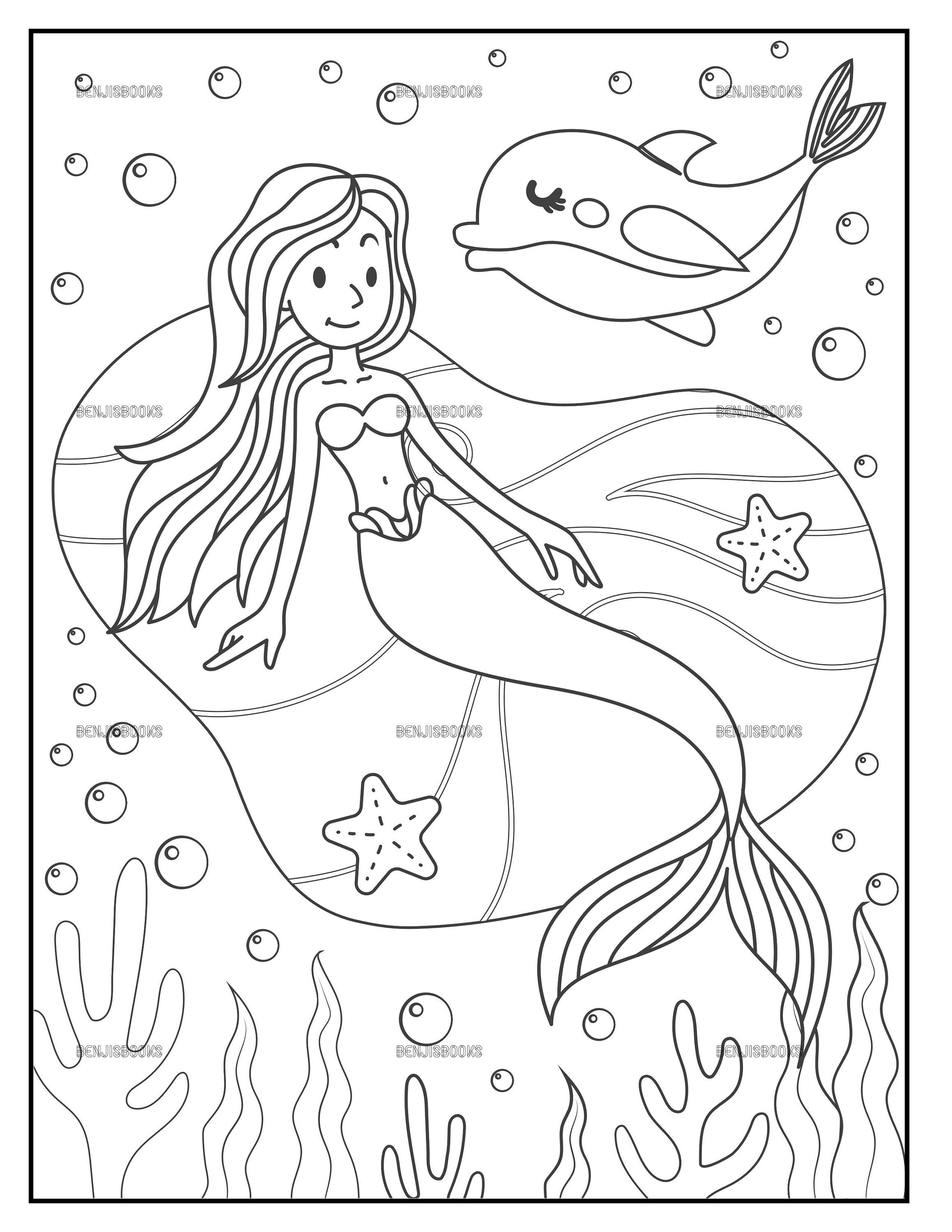 Mermaid Coloring Book - Etsy