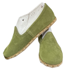 Handmade Leather Yemeni Shoes | Genuine Leather Women Shoes | Genuine Leather Man Shoes | Cute Green Yemeni Shoes