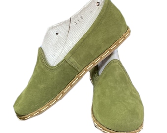 Handmade Leather Yemeni Shoes | Genuine Leather Women Shoes | Genuine Leather Man Shoes | Cute Green Yemeni Shoes