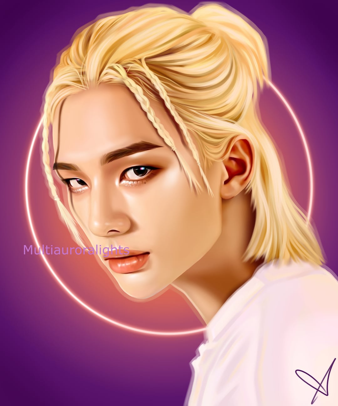 Stray Kidsのヒョンジン、オリジナルK-POPファンアートプリント