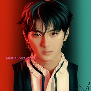 Jungwon, póster impreso de fan art de k-pop original de Enhypen
