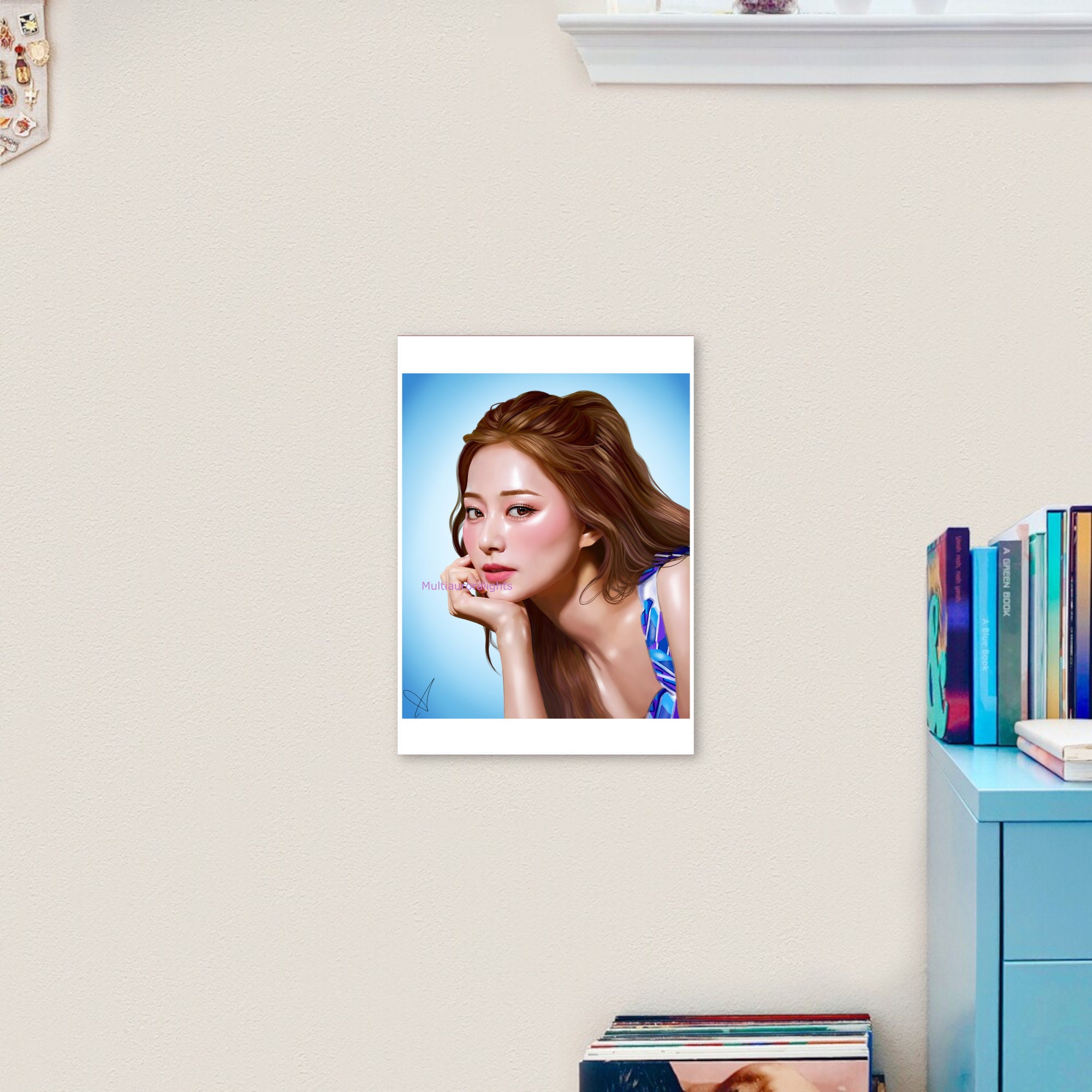 TWICEのツウィ（ブルーバージョン）オリジナルK-POPファンアート