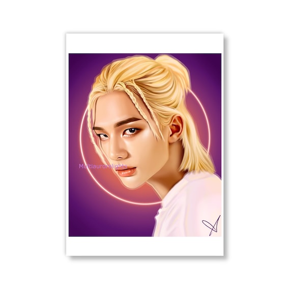 Stray Kidsのヒョンジン、オリジナルK-POPファンアートプリント