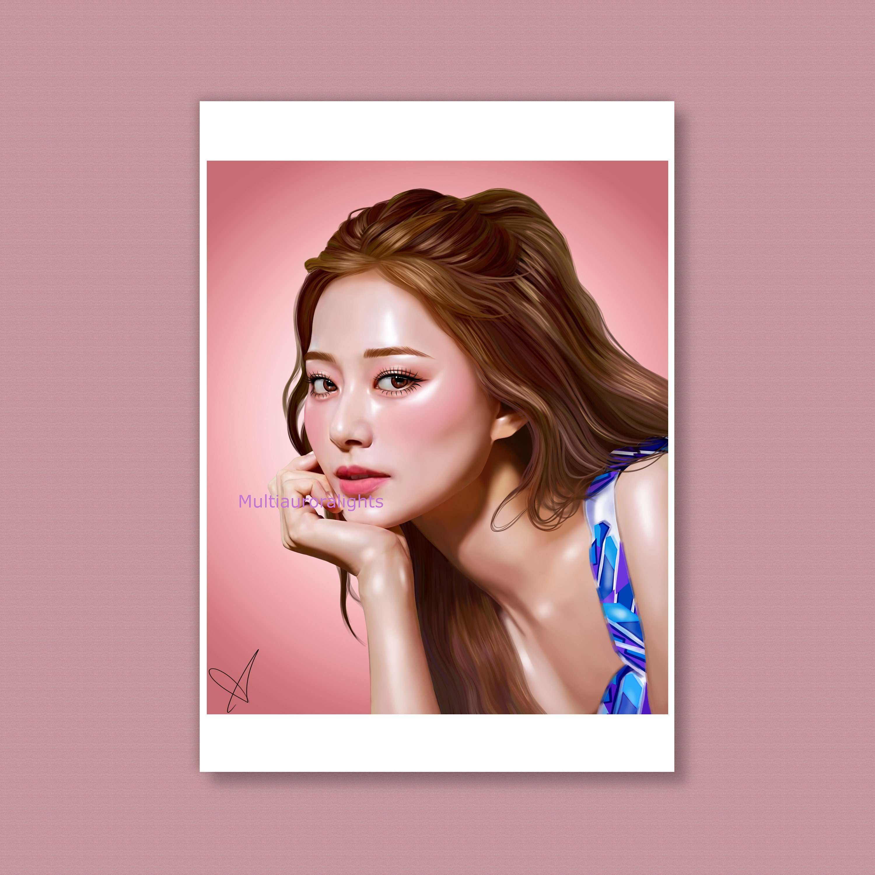 TWICEのツウィ（ピンクバージョン）オリジナルK-POPファンアート