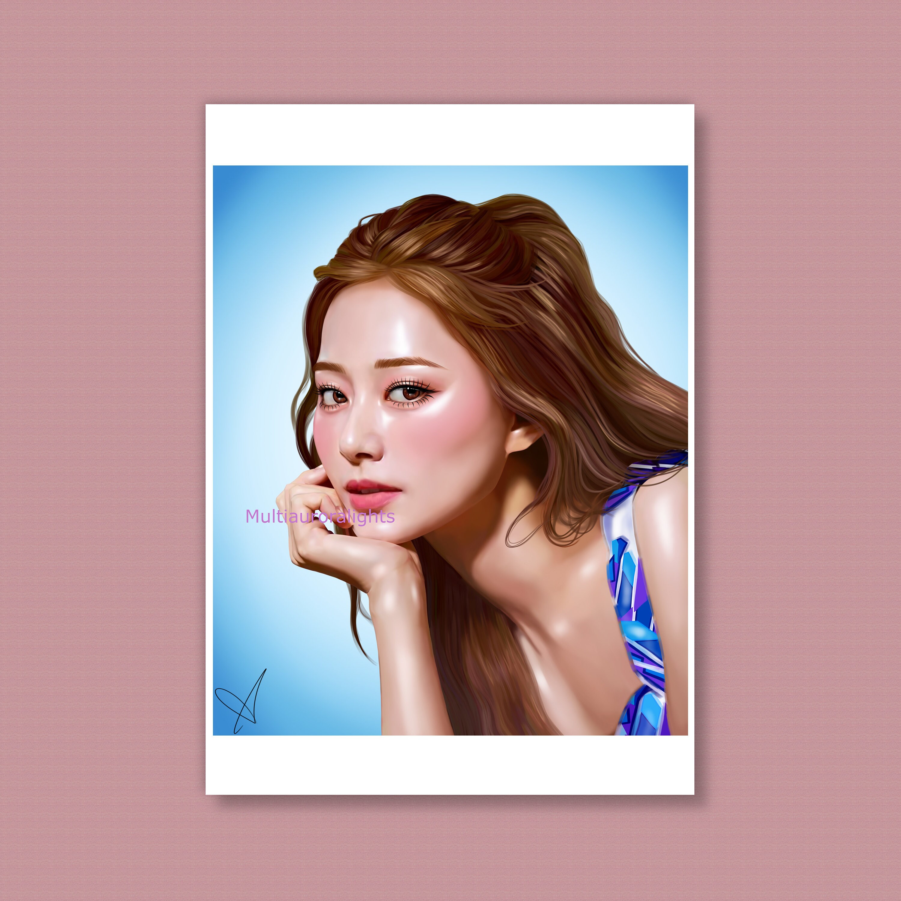 TWICEのツウィ（ブルーバージョン）オリジナルK-POPファンアート