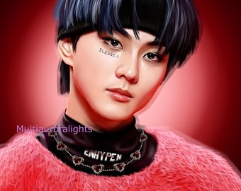 ヤン・ジョンウォン、Enhypen オリジナル K-POP ファンアート プリント