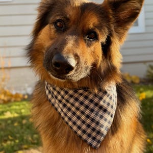 Blue Plaid Dog Bandana | Handmade Check Pet Scarf