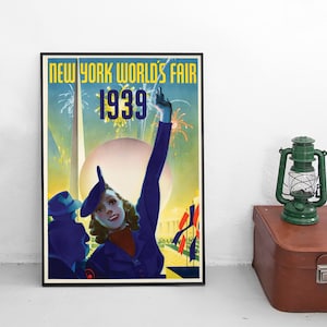 Poster New York&#39;s World&#39;s fair 1939 / Print home decor Wall Art vintage Wall Print World Exhibition