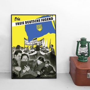 GDR Propaganda Poster FDJ Free German Youth DDR  Eastern Germany Print  Wall Art vintage Wall Print