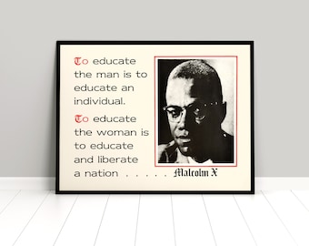 Póster de Pantera Negra de los años 70 con cita de Malcolm X - Impresión de pared con arte de descolonización