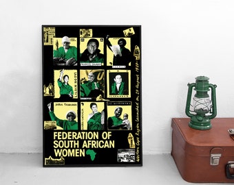 Póster político de Sudáfrica "Federación de Mujeres Sudafricanas" Impresión artística mural