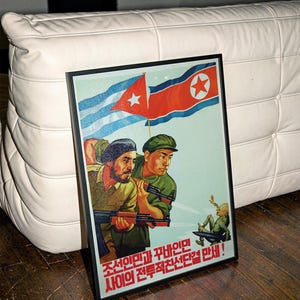 Kubanisch-nordkoreanisches Freundschaftsplakat: Vintage-Kunstdruck zum Thema Sozialismus (Che Guevara) Bild 3
