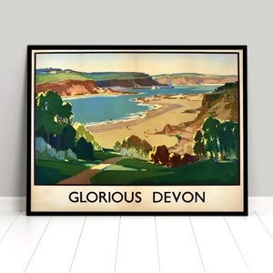 Póster Glorioso Devon, Inglaterra Turismo Anuncio Cartel Impresión Decoración del hogar Impresión de pared Viajes Viajes