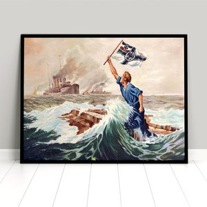 Imperial German WWI Painting (modern poster print) &quot;The last man with the flag&quot; First World War Propaganda War Art Wall Print Home Decor