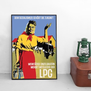 GDR Propaganda Poster LPG Farming Eastern Germany DDR Print home decor Wall Art vintage Wall Print Birthday Gift Idea