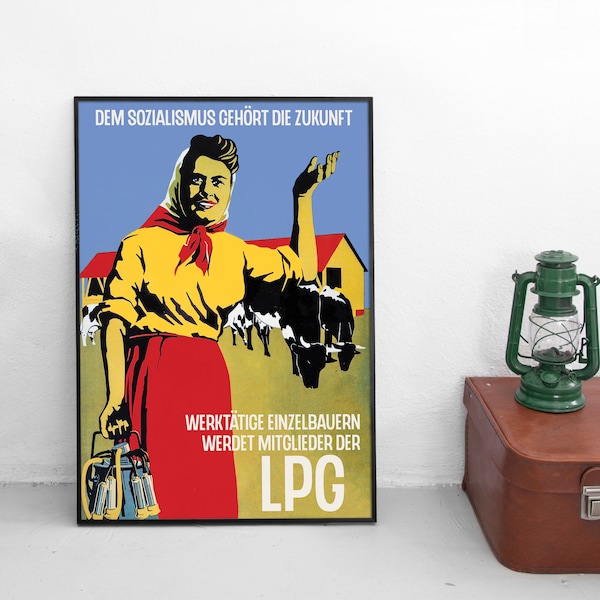 Poster DDR LPG Landwirtschaft Ostdeutschland Deutschland Propaganda Sozialismus Plakat Kunstdruck home decor Wall Art vintage