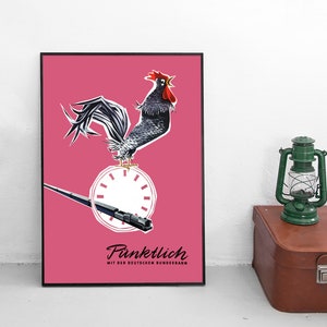 Poster German Railways -Punctual with the German Rail- Bundesbahn Deutsche Bahn DB Print Wall Print