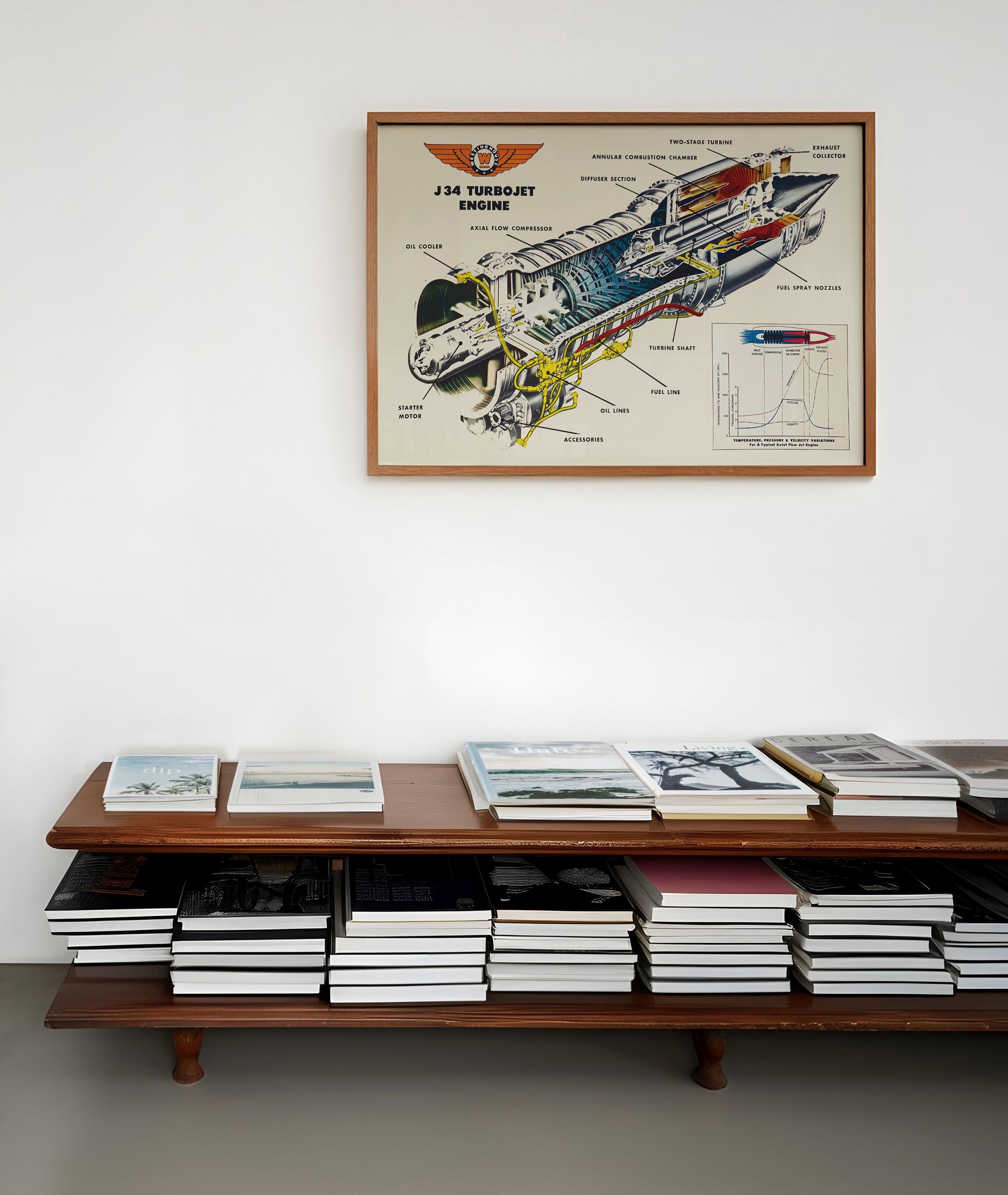 Poster Cross-section of 1940s Jet Engine 