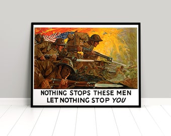 WWI Propaganda Poster: "American Men" Patriotism Wall Art Print