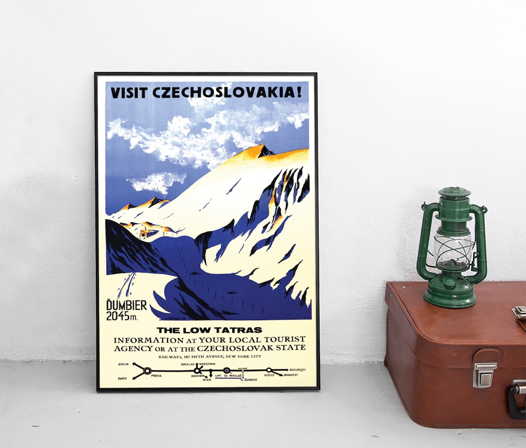 Affiche Vintage Airlines Tchécoslovaquie - Poster 50x70cm - Neuf - PostersAndCo
