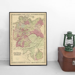 Map of Prussia and the German Empire 1871 / Unification of Germany / Patriotism Art Wall Print Home Decor Landkarte / history