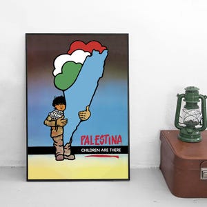 Political Poster &quot;Palestine - Children are there&quot; War Palestine Israel Gaza Palestina Art Wall Print Home Decor