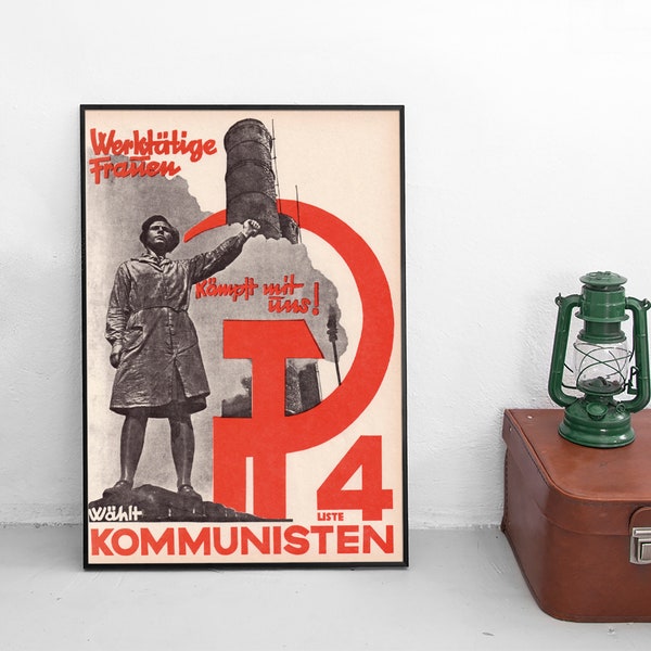 Election Poster "Working women! Vote Communists!" German Communist Party KPD War Art Wall Print Home Decor Weimar Republic