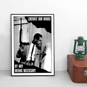 Poster Black Panther - Liberate our minds by any means necessary- 1970s Decolonisation Art Wall Print