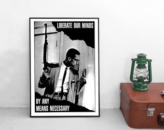 Poster Black Panther - Liberate our minds by any means necessary-