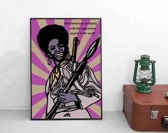 Cartel de los años 70 de las Panteras Negras: "Solidaridad afroamericana con los pueblos oprimidos del mundo".