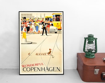 Copenhagen Travel Poster: Vintage Denmark Art Print