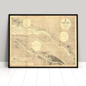 Landkarte von 1852: der Clyde von Dumbarton nach Glasgow / Poster / Pakat / Karte / Kunstdruck