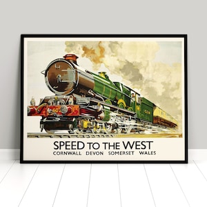 "Poster UK ""Schnell nach Westen"" Steam Train." British Eisenbahn Druck Wohnkultur Wand Druck Reise Reisen