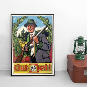 German Rifle Club Advertisement Poster "Aim well" Shooting festival hunting sports Plakatkunst Vintage Art Wall Print Home Decor