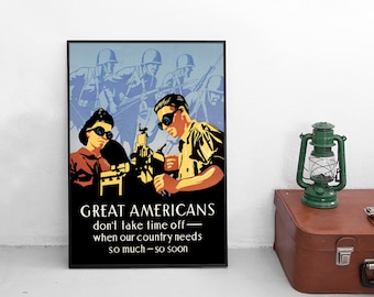 WWII Propaganda Poster: "Americans" Patriotic Art
