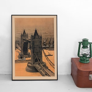 Poster London, England Tower Bridge Themse Tourismus Werbung Plakat Reisen