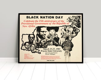 1970s Poster USA "Black Nation Day" New Afrika