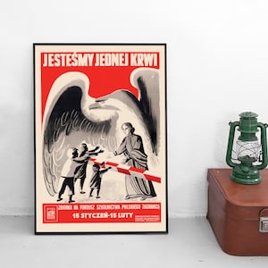 1938 Politisches Plakat Polen &quot;Vereint alle Polen in einem Land, Fanation propagandistischer Wanddruck Zweiter Weltkrieg.&quot;