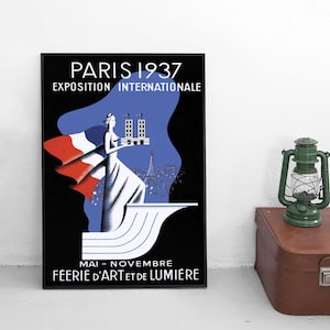 Poster &quot;World&#39;s fair Paris, France 1937: International exhibition for arts and technology&quot; Print home decor vintage Print World exhibition