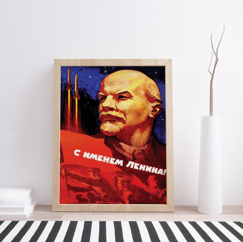 Soviet Space travel Poster "In Lenin's name!" Wall Art CCCP Print image 9
