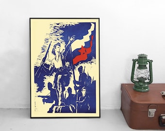 1945 Poster SFR Yugoslavia "Partisans in Slovenia" Josip Broz Tito