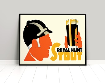 1930s British Beer advertisement Poster "Royal Hunt Stout"