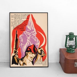 Spanish Civil War Poster &quot;I could not live without freedom&quot; CNT FAI Wall Print Propaganda Antifascism Anarcho-Syndicalism Catalan Catalonia