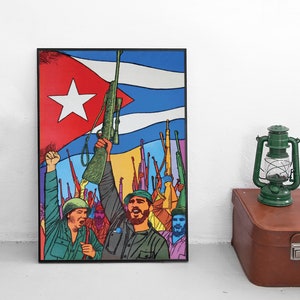 Cartaz Cuba Dez anos Revolução Propaganda Impressão Vintage Guerra Arte Impressão Decoração para casa