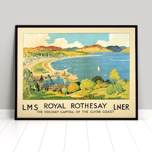 Poster Scotland &quot;Royal Rothesay&quot; Clyde River / Isle of Bute/  Print  Wall Print Travel Travelling