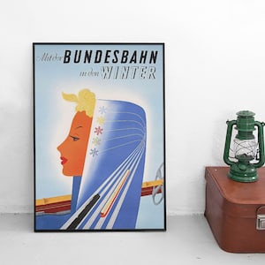 Poster German Railways -Bundesbahn: Also in winter!- Deutsche Bahn DB Print home decor Wall Print
