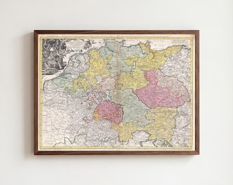 1740 Holy Roman Empire Map Print: Germanic Nation Sacrum Imperium Romanum