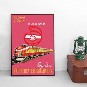 Poster Eastern German Railways 1966: 20 years SED  Reichsbahn Deutsche Bahn DB Print home decor Wall Print