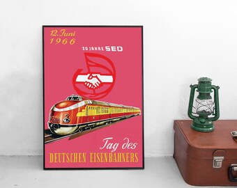 Poster Eastern German Railways 1966: "20 years SED"